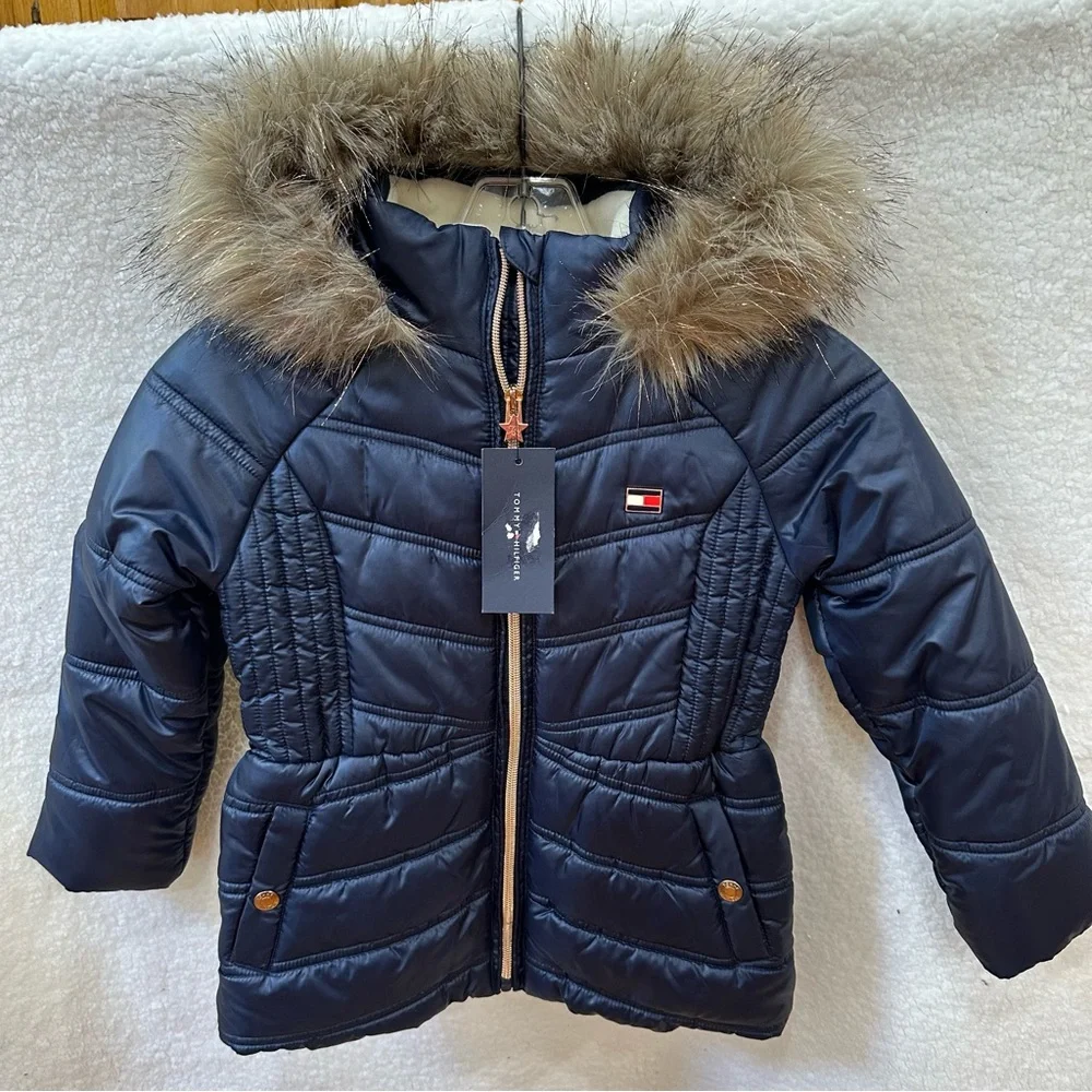 Girls Navy Tommy Hilfiger Winter Coat